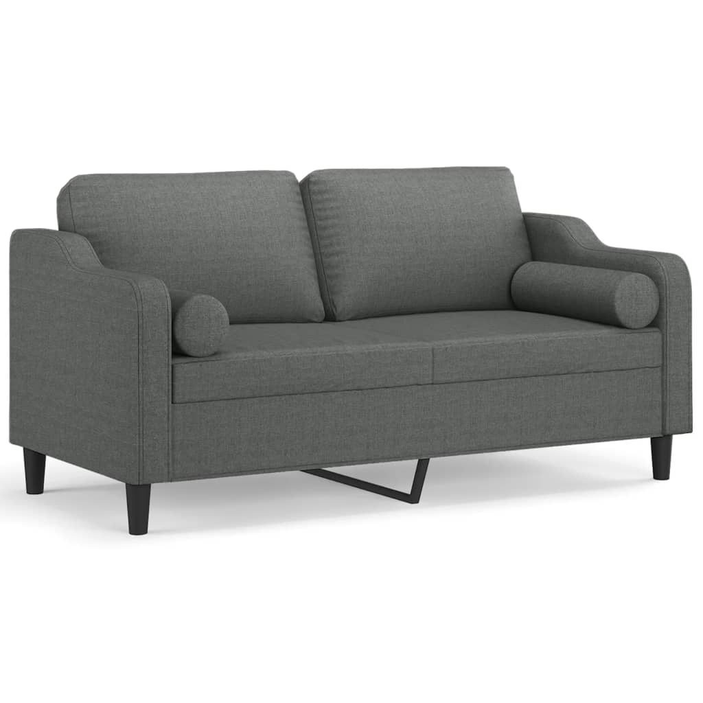 Canapé 2 places avec oreillers gris foncé 140 cm tissu - XIOS
