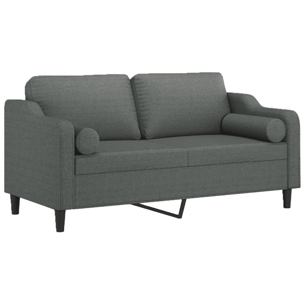 Canapé 2 places avec oreillers gris foncé 140 cm tissu - XIOS