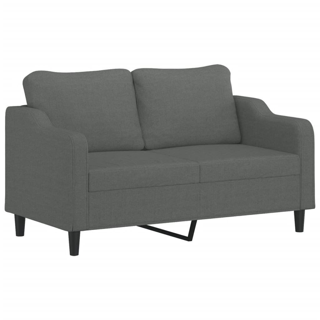 Canapé 2 places avec oreillers gris foncé 140 cm tissu - XIOS