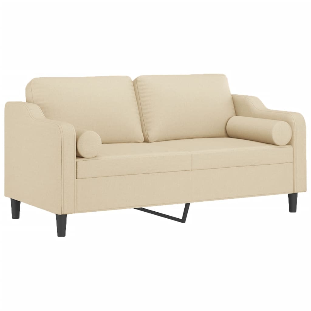 Canapé 2 places avec oreillers décoratifs crème 140 cm tissu - XIOS
