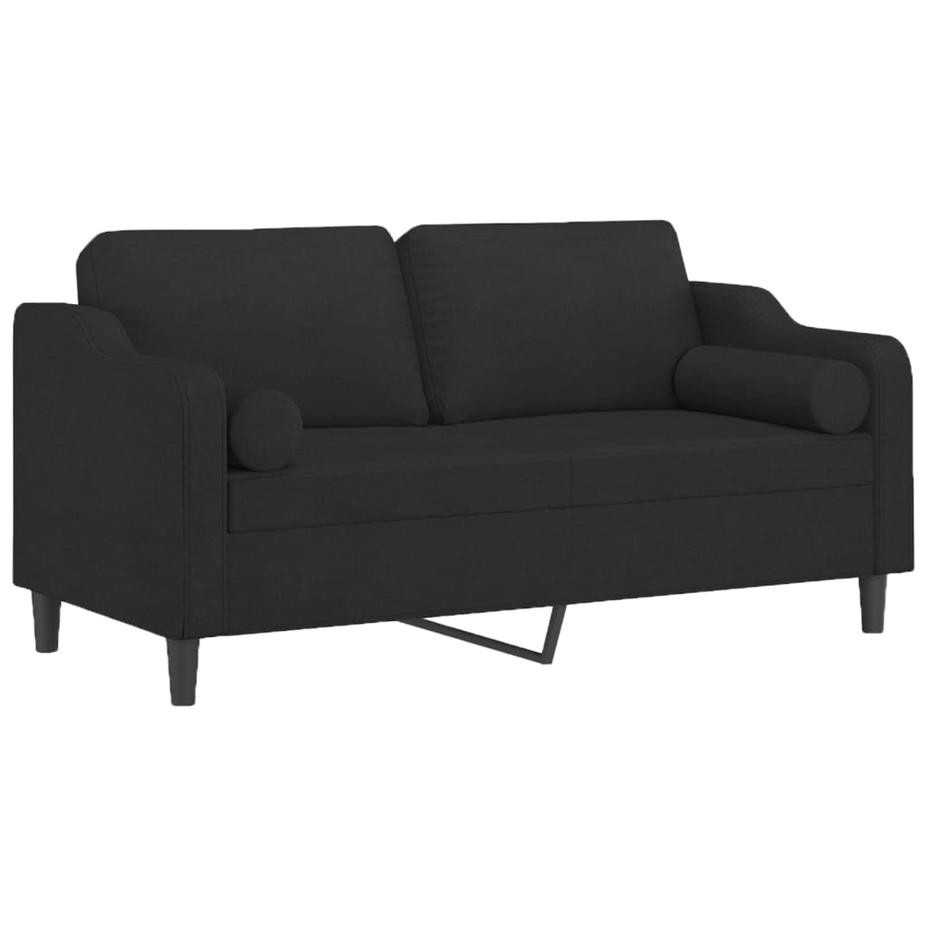 Canapé 2 places avec oreillers décoratifs noir 140 cm tissu - XIOS