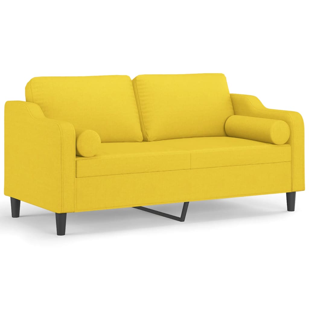 Canapé 2 places avec oreillers jaune clair 140 cm tissu - XIOS