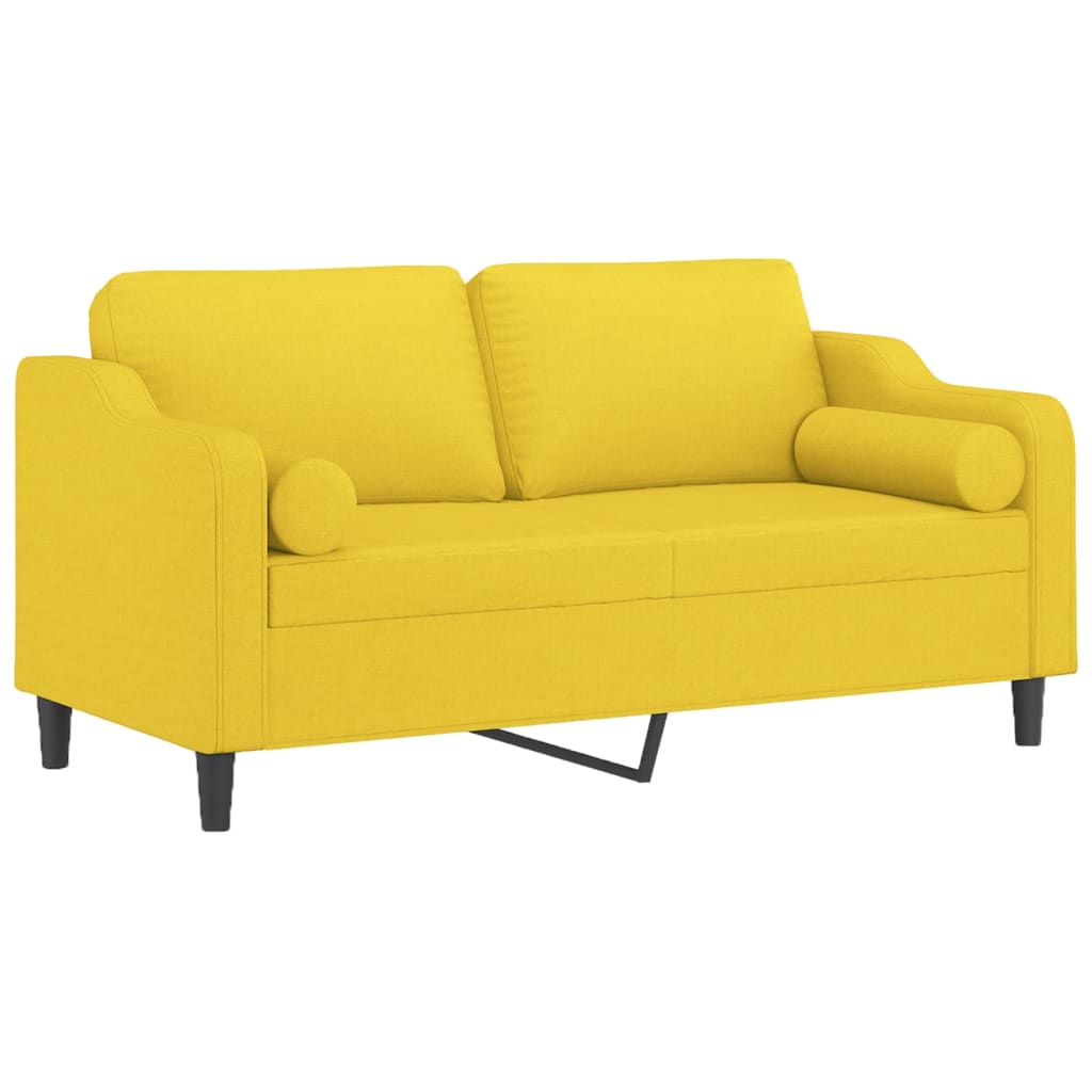 Canapé 2 places avec oreillers jaune clair 140 cm tissu - XIOS