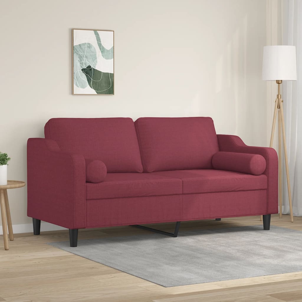 Canapé 2 places avec oreillers bordeaux 140 cm tissu - XIOS