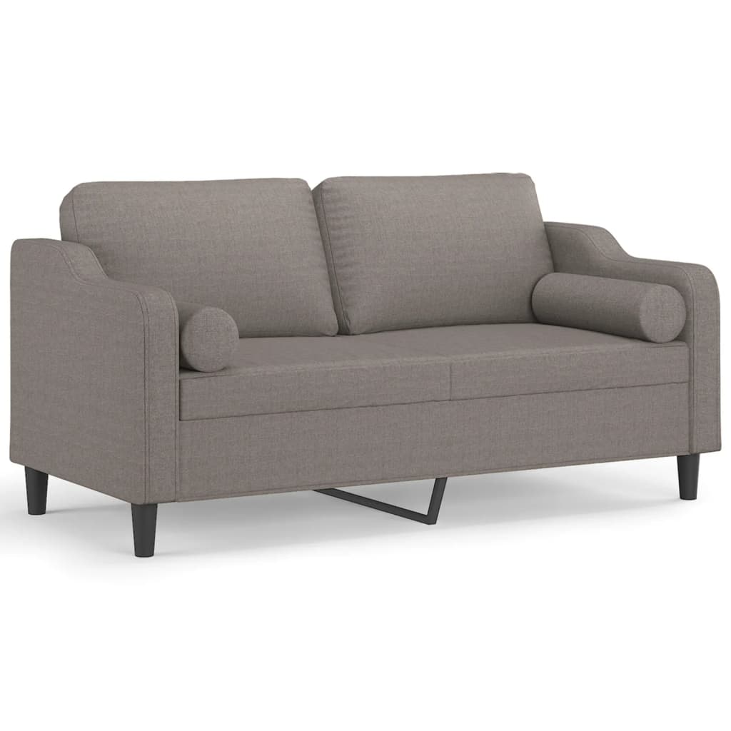 Canapé 2 places avec oreillers décoratifs taupe 140 cm tissu - XIOS