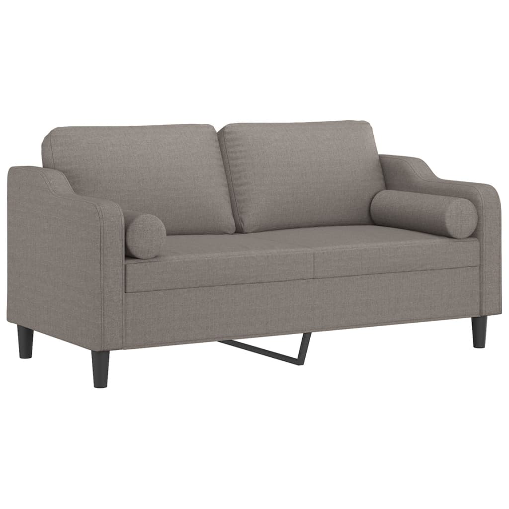 Canapé 2 places avec oreillers décoratifs taupe 140 cm tissu - XIOS