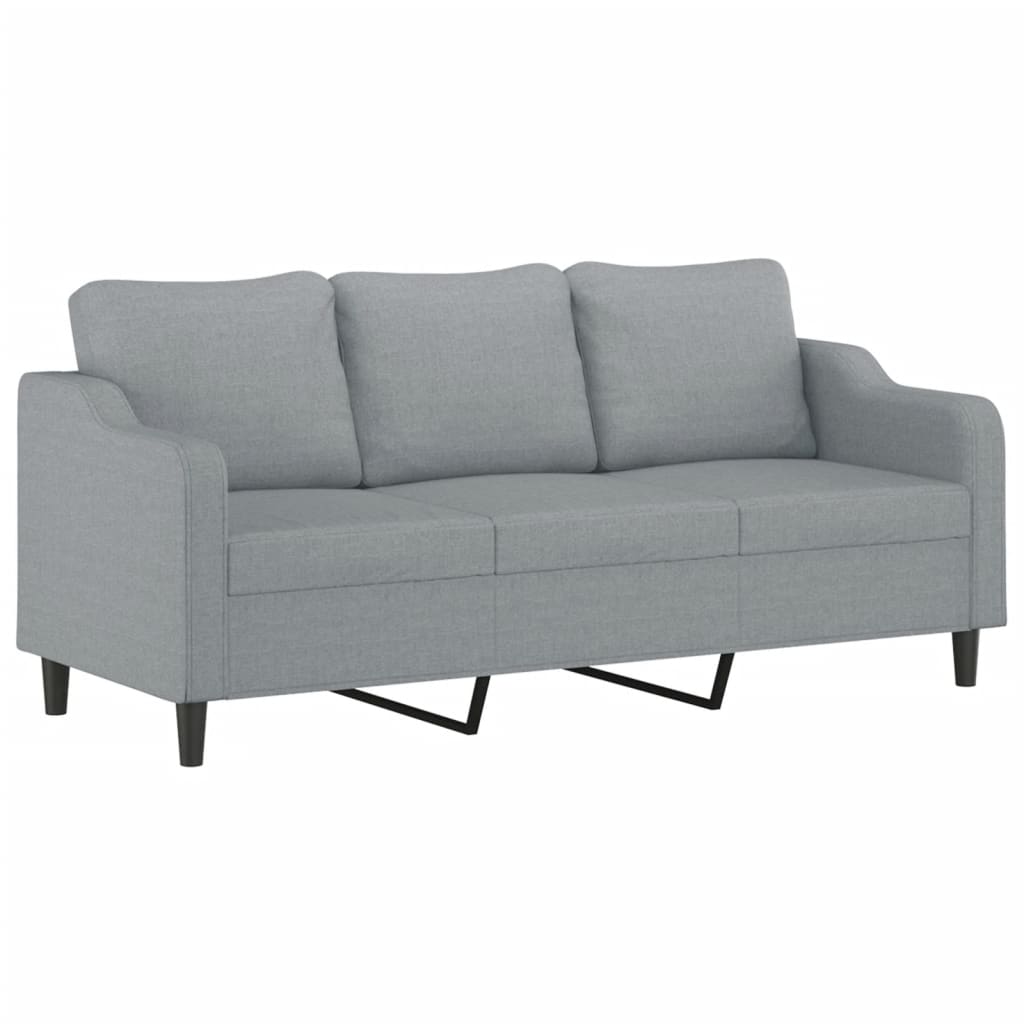 Canapé 3 places avec oreillers gris clair 180 cm tissu - XIOS