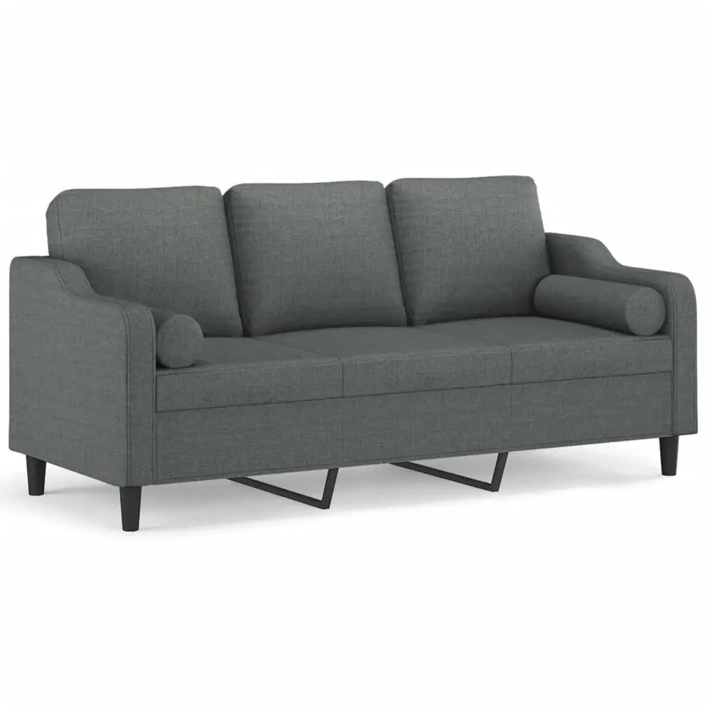 Canapé 3 places avec oreillers gris foncé 180 cm tissu - XIOS