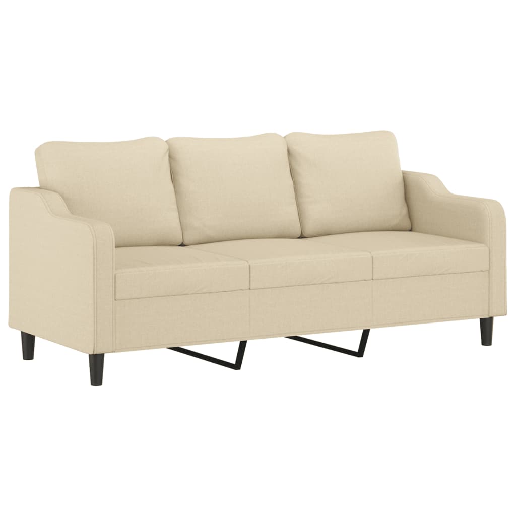 Canapé 3 places avec oreillers décoratifs crème 180 cm tissu - XIOS