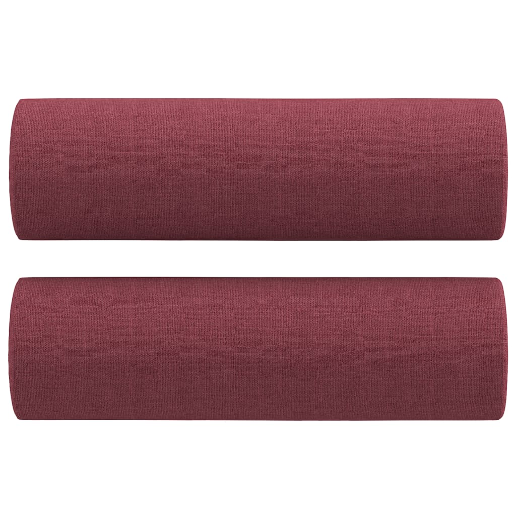 Canapé 3 places avec oreillers décoratifs bordeaux 180 cm tissu