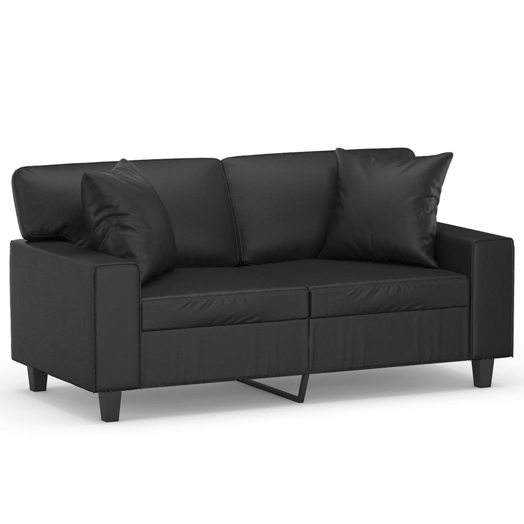 Canapé 2 places avec oreillers décoratifs noir 120cm similicuir - XIOS