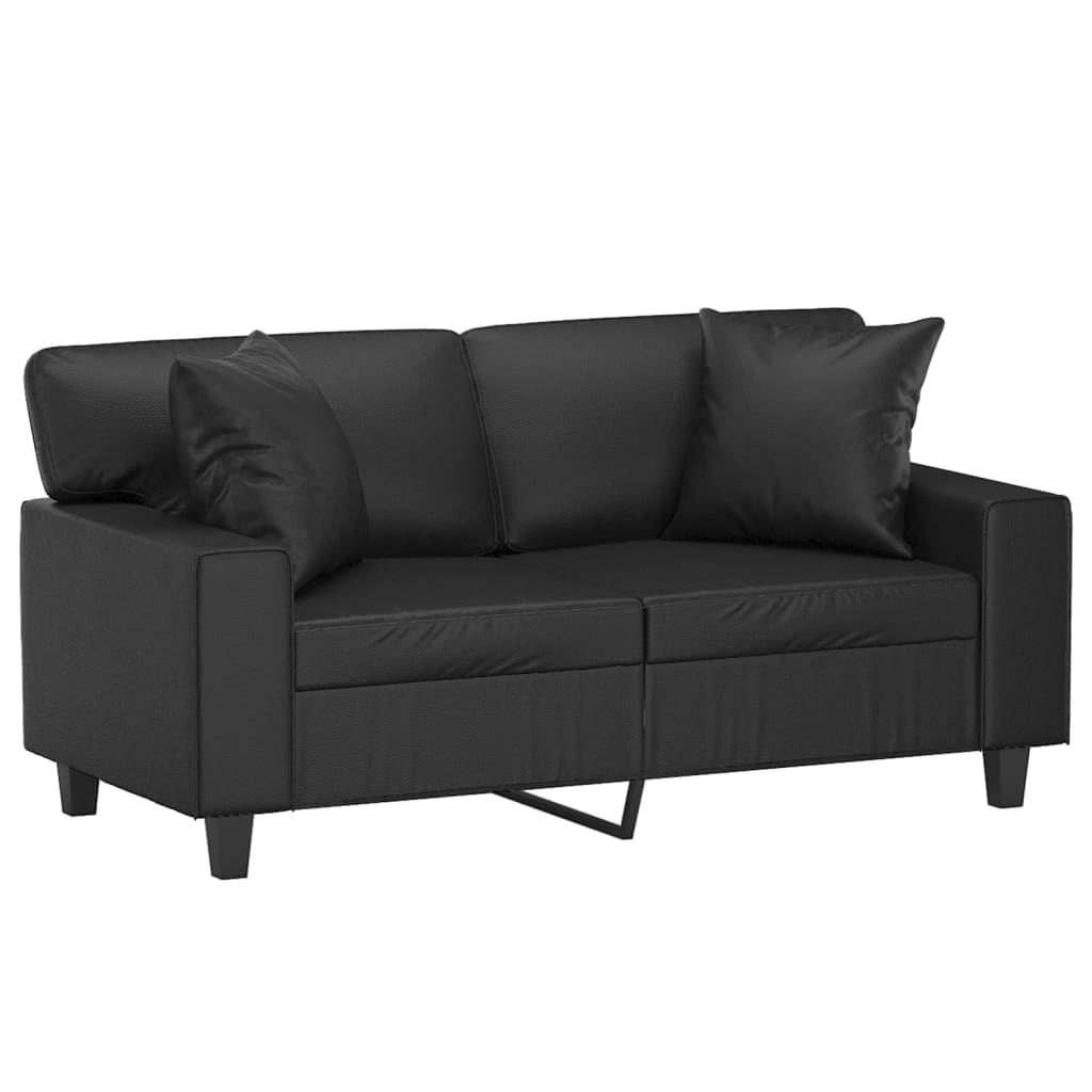 Canapé 2 places avec oreillers décoratifs noir 120cm similicuir - XIOS