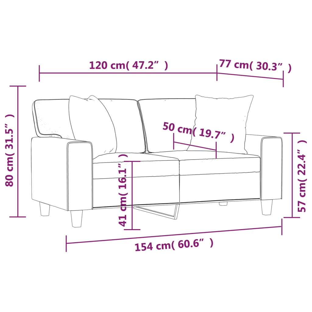 Canapé 2 places avec oreillers cappuccino 120 cm similicuir - XIOS