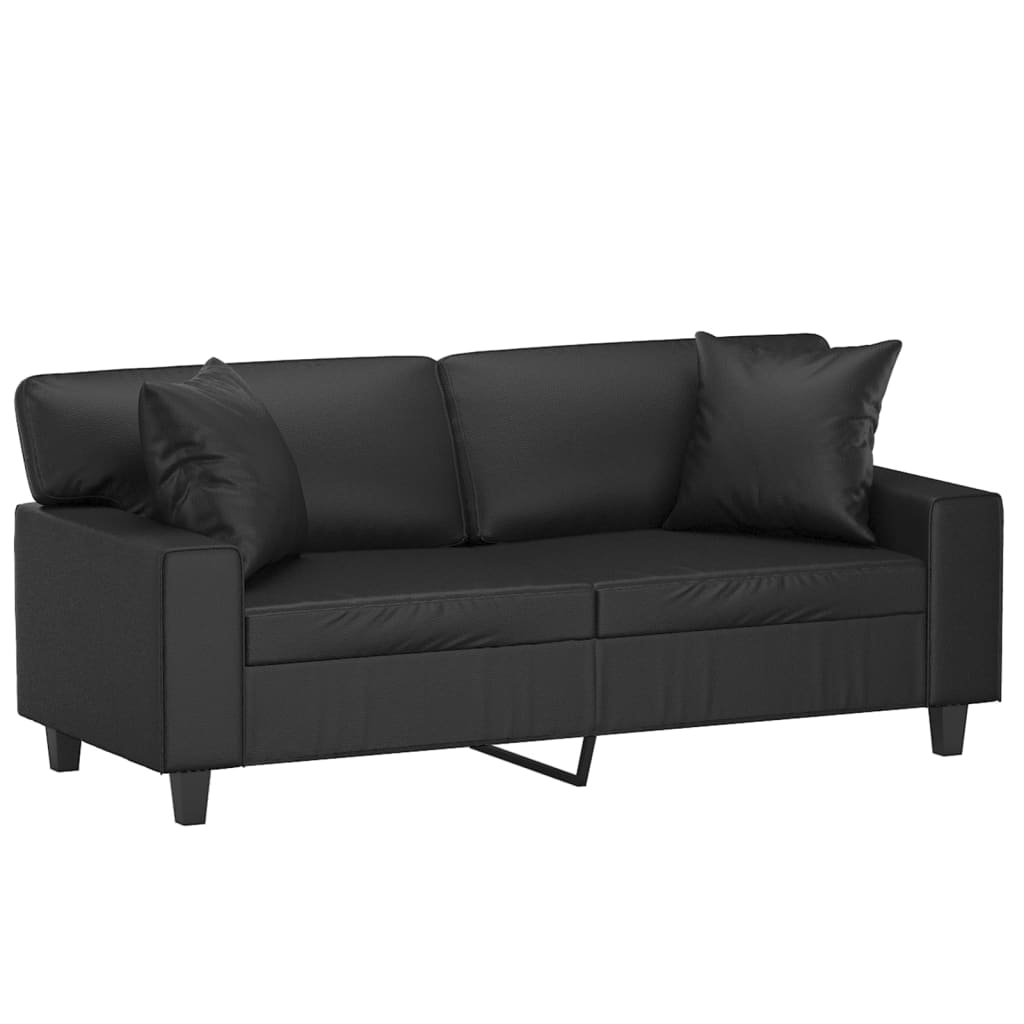 Canapé 2 places avec oreillers décoratifs noir 140cm similicuir - XIOS