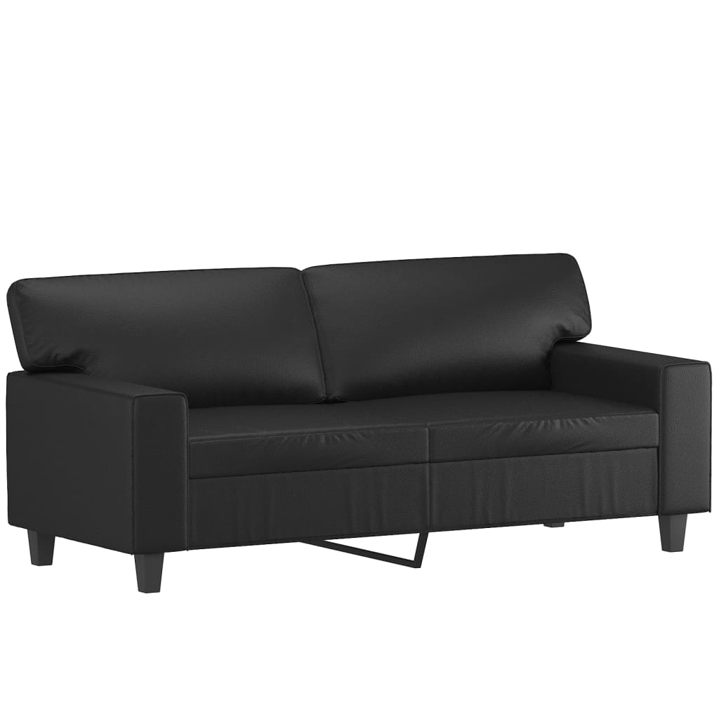 Canapé 2 places avec oreillers décoratifs noir 140cm similicuir - XIOS