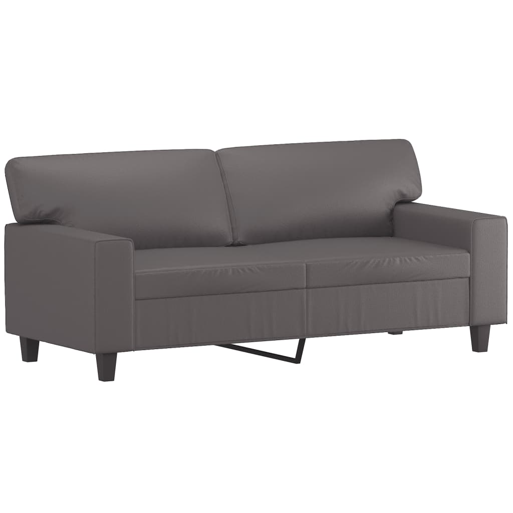 Canapé 2 places avec oreillers décoratifs gris 140cm similicuir - XIOS
