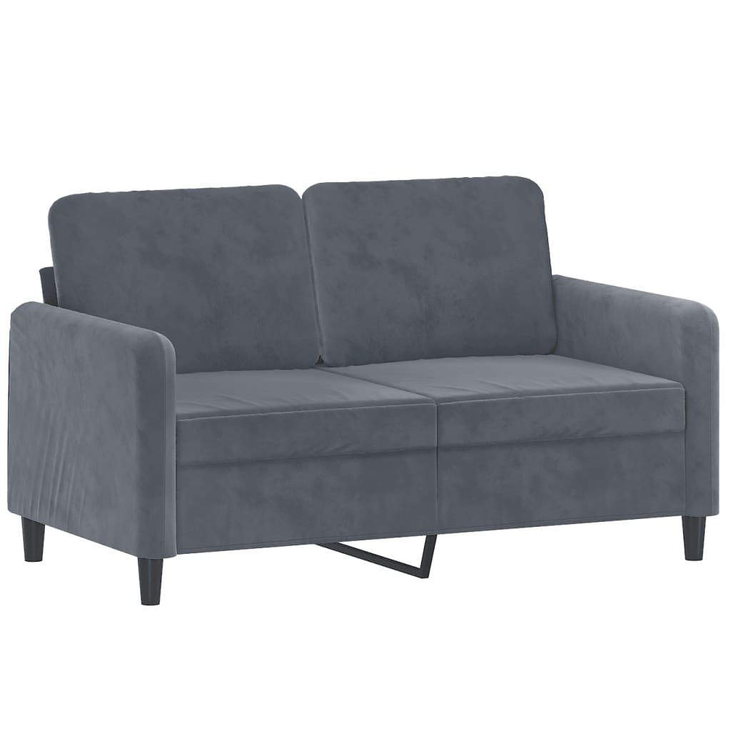 Canapé 2 places avec oreillers gris foncé 120 cm velours - XIOS