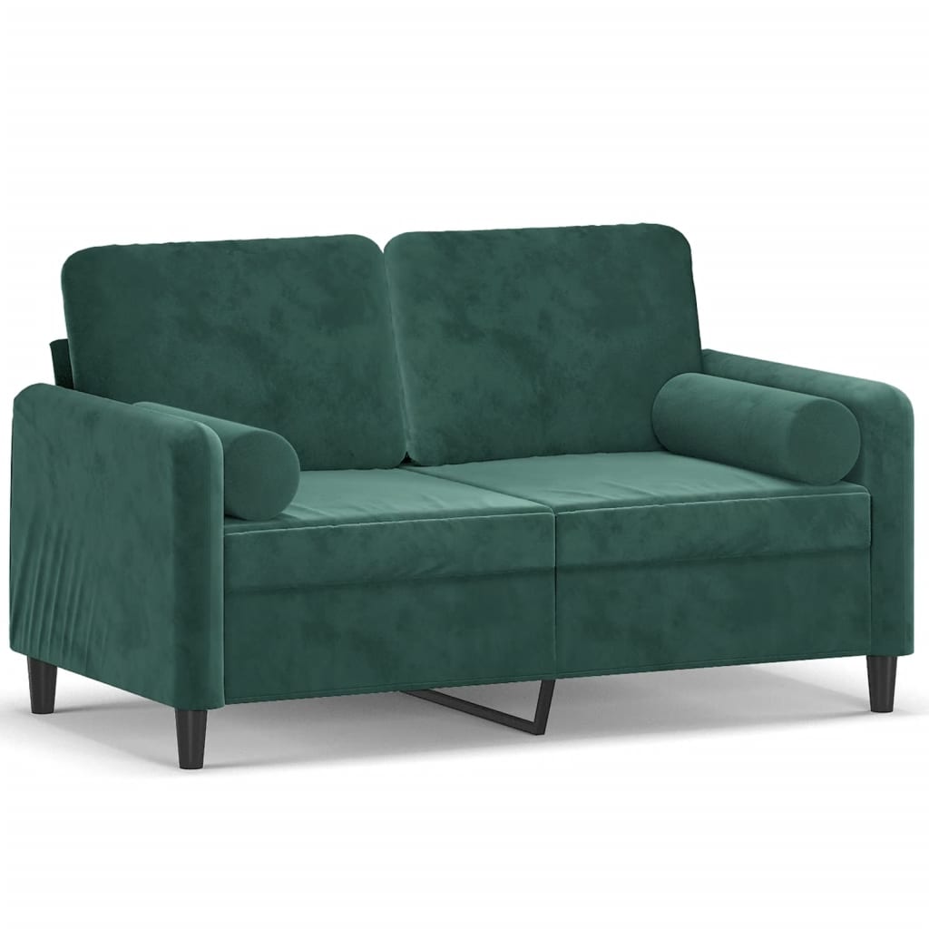 Canapé 2 places avec oreillers vert foncé 120 cm velours - XIOS