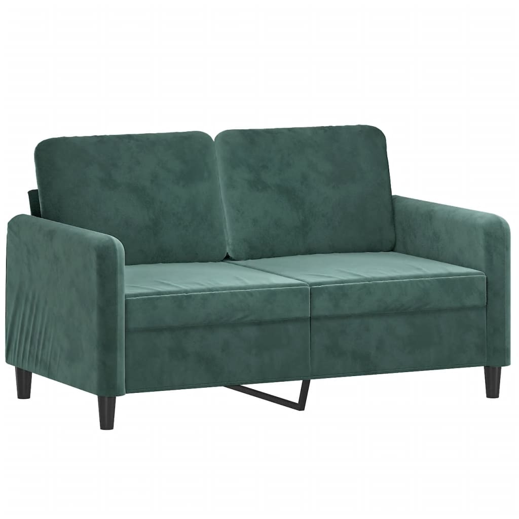 Canapé 2 places avec oreillers vert foncé 120 cm velours - XIOS
