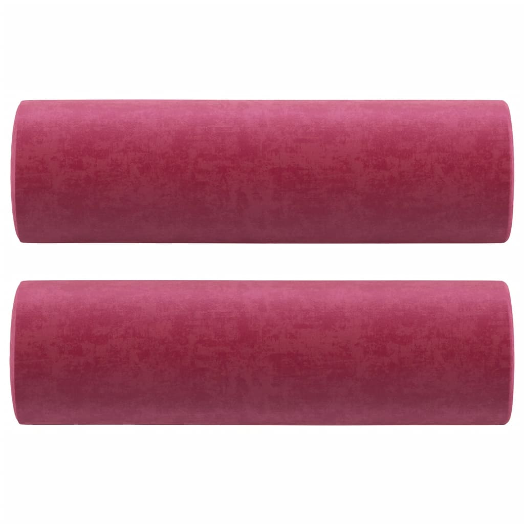 Canapé 2 places avec oreillers bordeaux 120 cm velours - XIOS