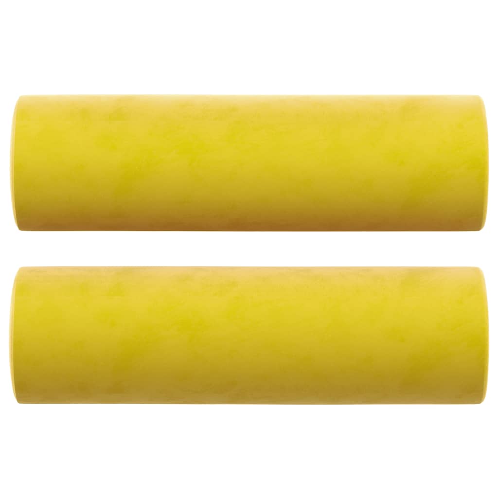 Canapé 2 places avec oreillers décoratifs jaune 120 cm velours - XIOS