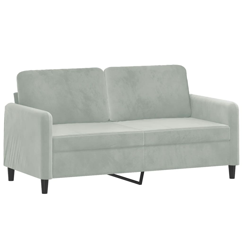 Canapé 2 places avec oreillers gris clair 140 cm velours - XIOS