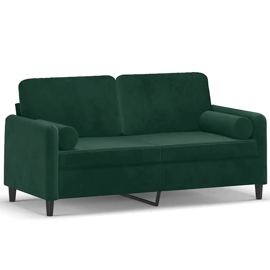 Canapé 2 places avec oreillers vert foncé 140 cm velours - XIOS