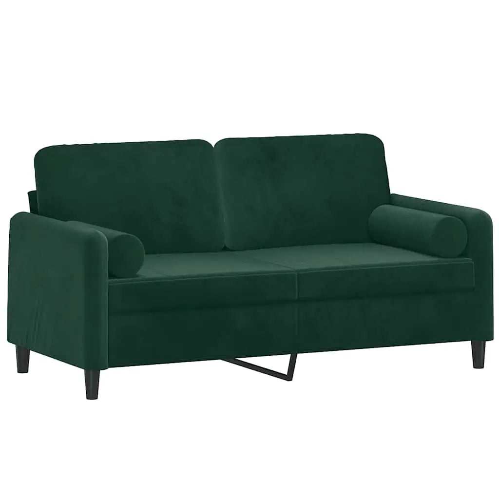 Canapé 2 places avec oreillers vert foncé 140 cm velours - XIOS
