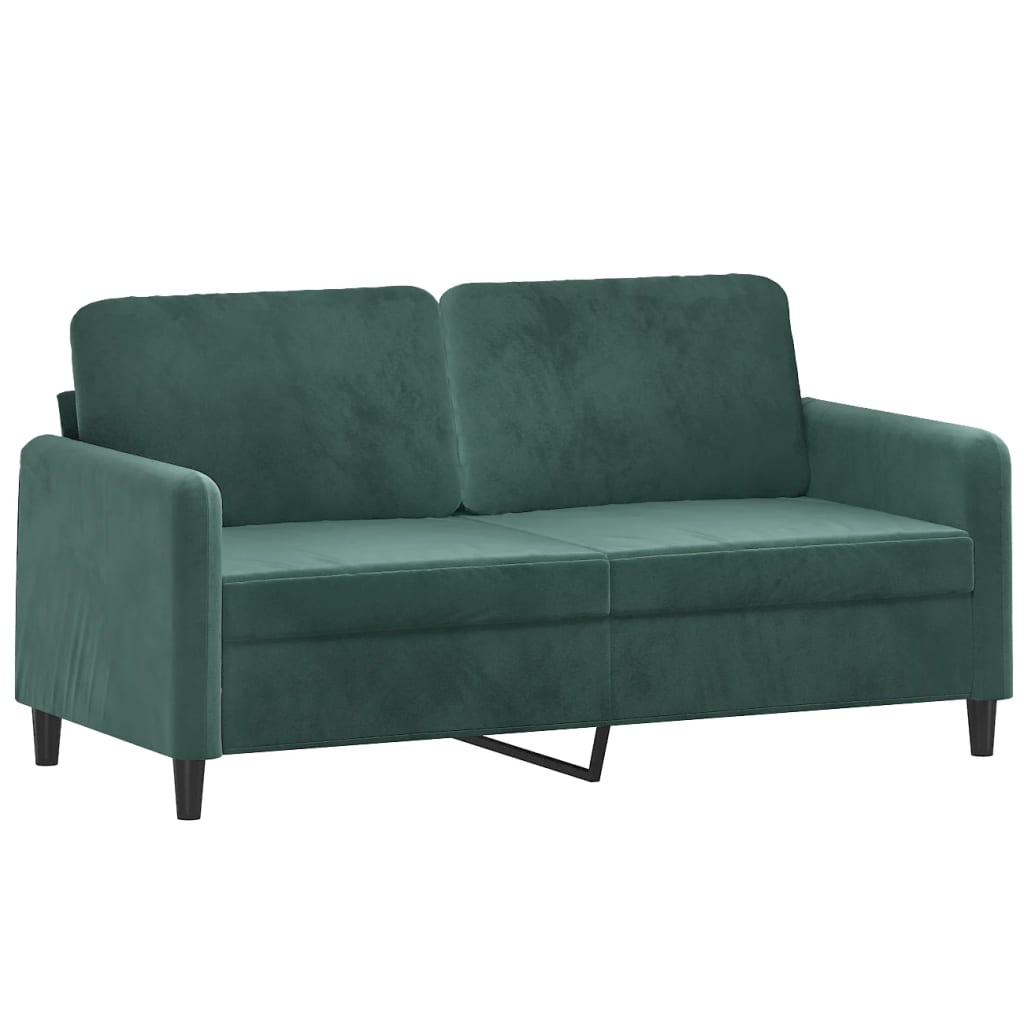 Canapé 2 places avec oreillers vert foncé 140 cm velours - XIOS