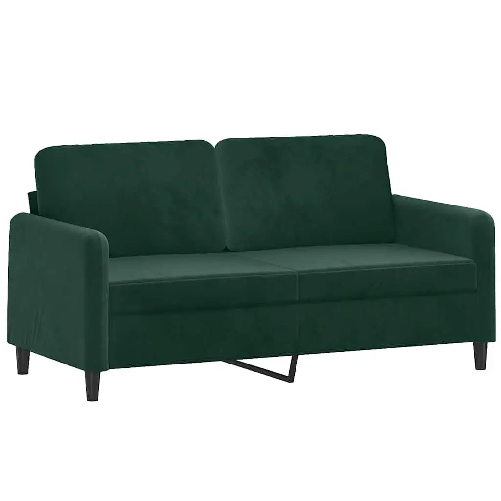 Canapé 2 places avec oreillers vert foncé 140 cm velours - XIOS
