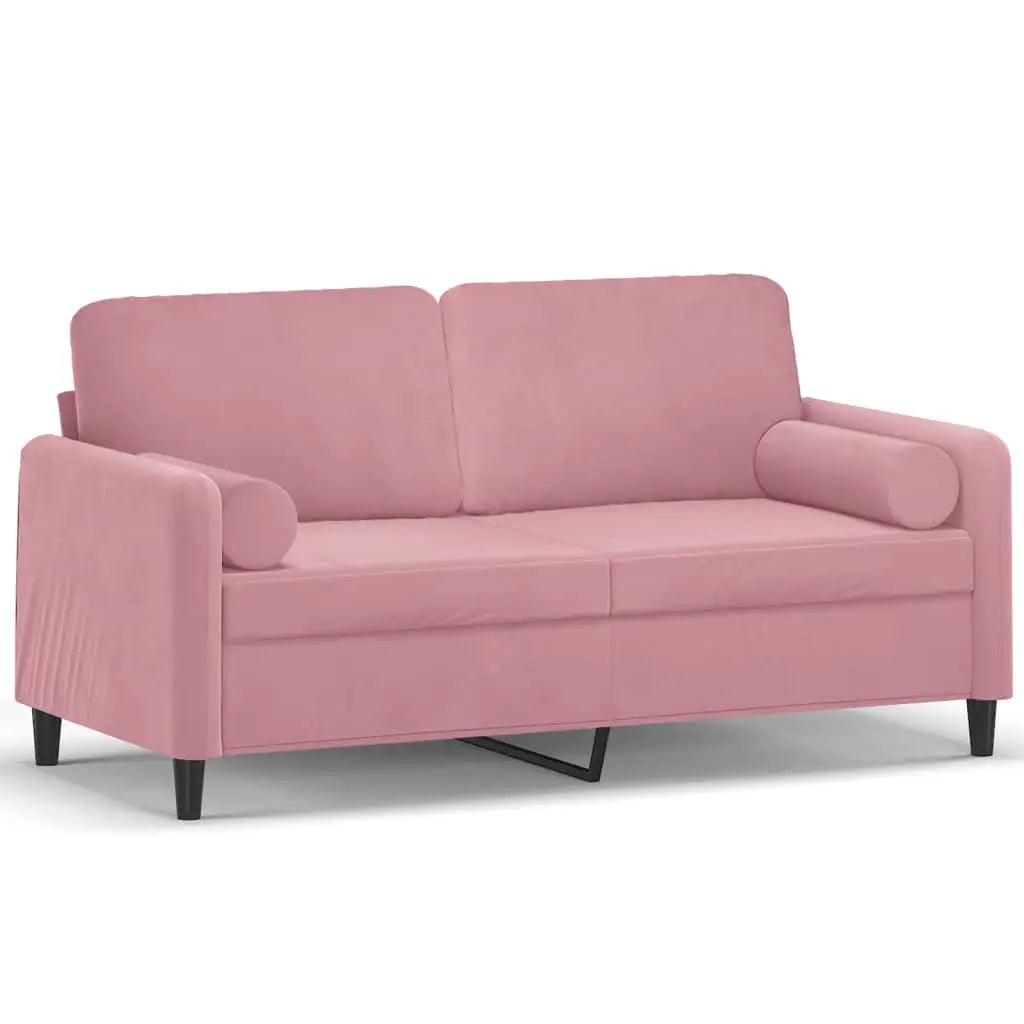 Canapé 2 places avec oreillers décoratifs rose 140 cm velours - XIOS