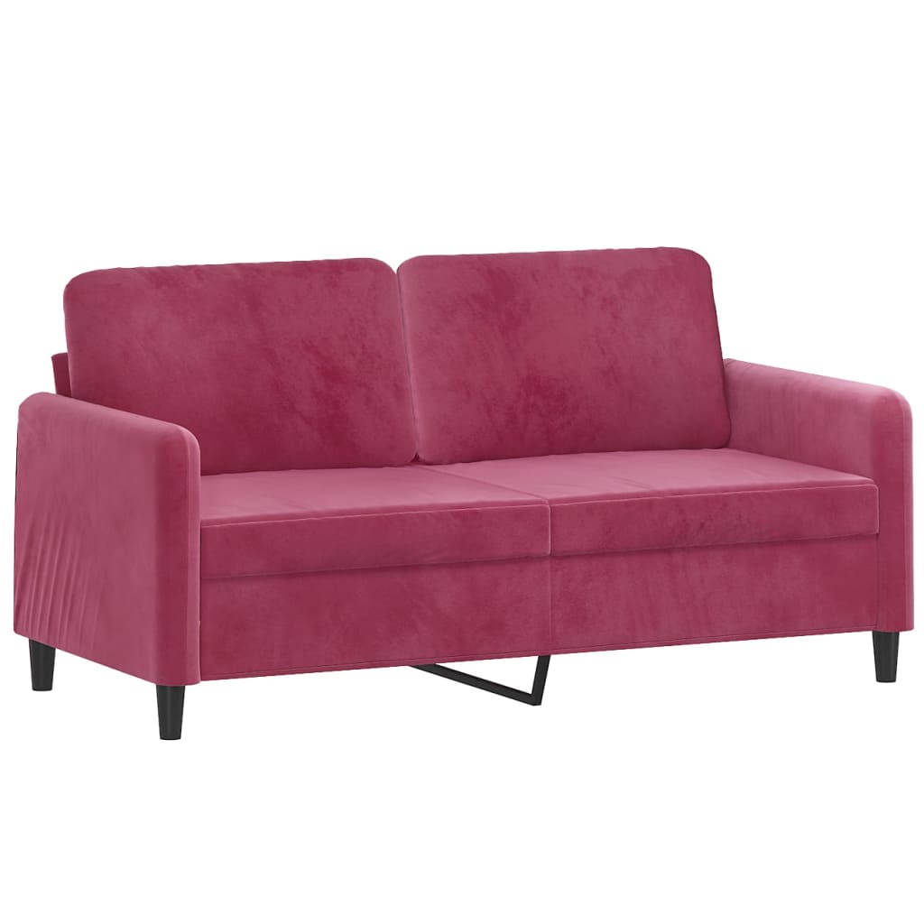 Canapé 2 places avec oreillers bordeaux 140 cm velours - XIOS