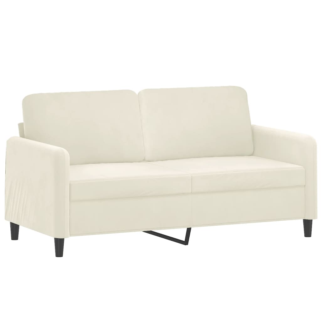 Canapé 2 places avec oreillers décoratifs crème 140 cm velours - XIOS