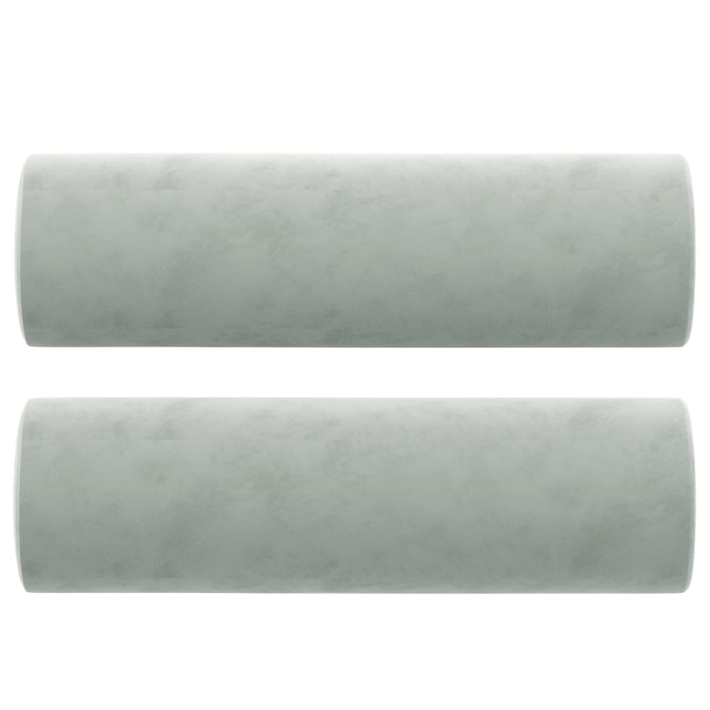 Canapé 3 places avec oreillers gris clair 180 cm velours - XIOS