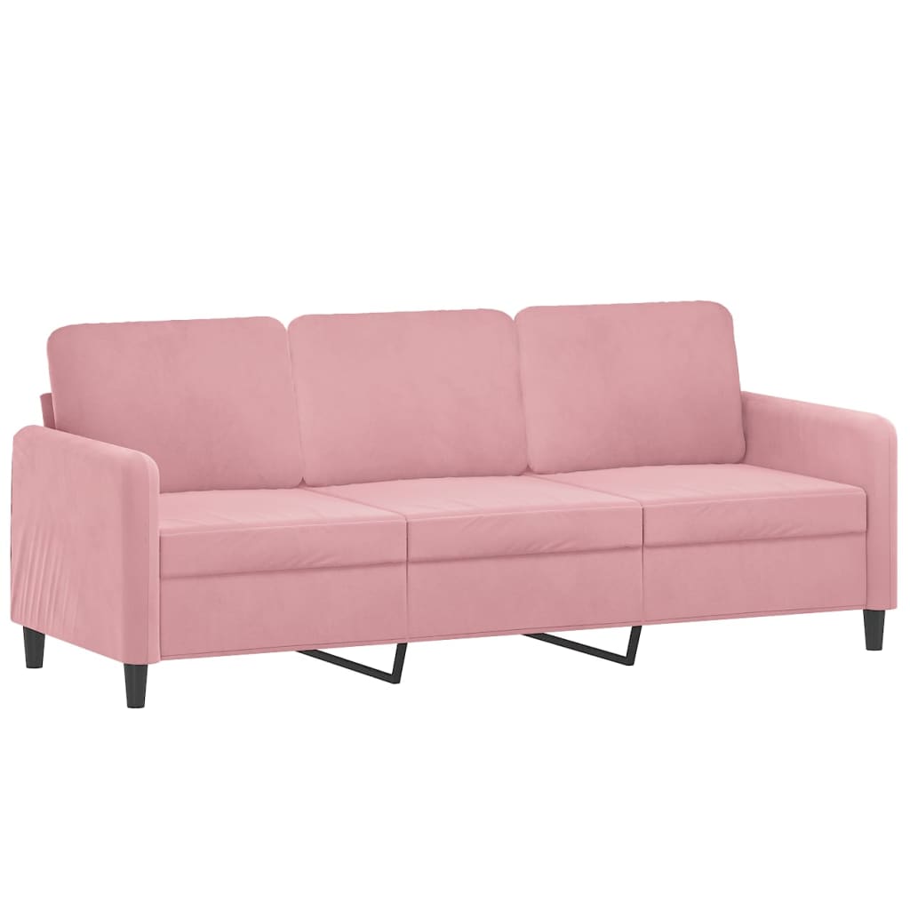 Canapé 3 places avec oreillers décoratifs rose 180 cm velours - XIOS