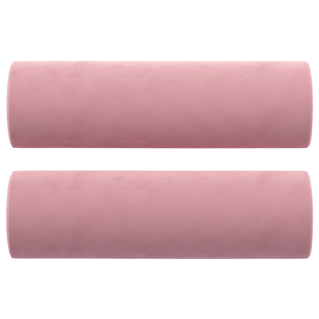 Canapé 3 places avec oreillers décoratifs rose 180 cm velours - XIOS