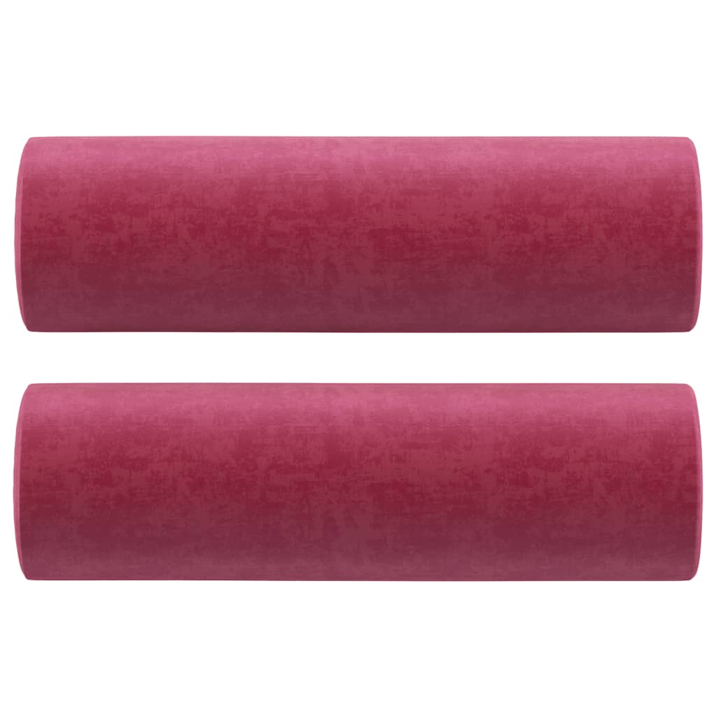 Canapé 3 places avec oreillers bordeaux 180 cm velours - XIOS