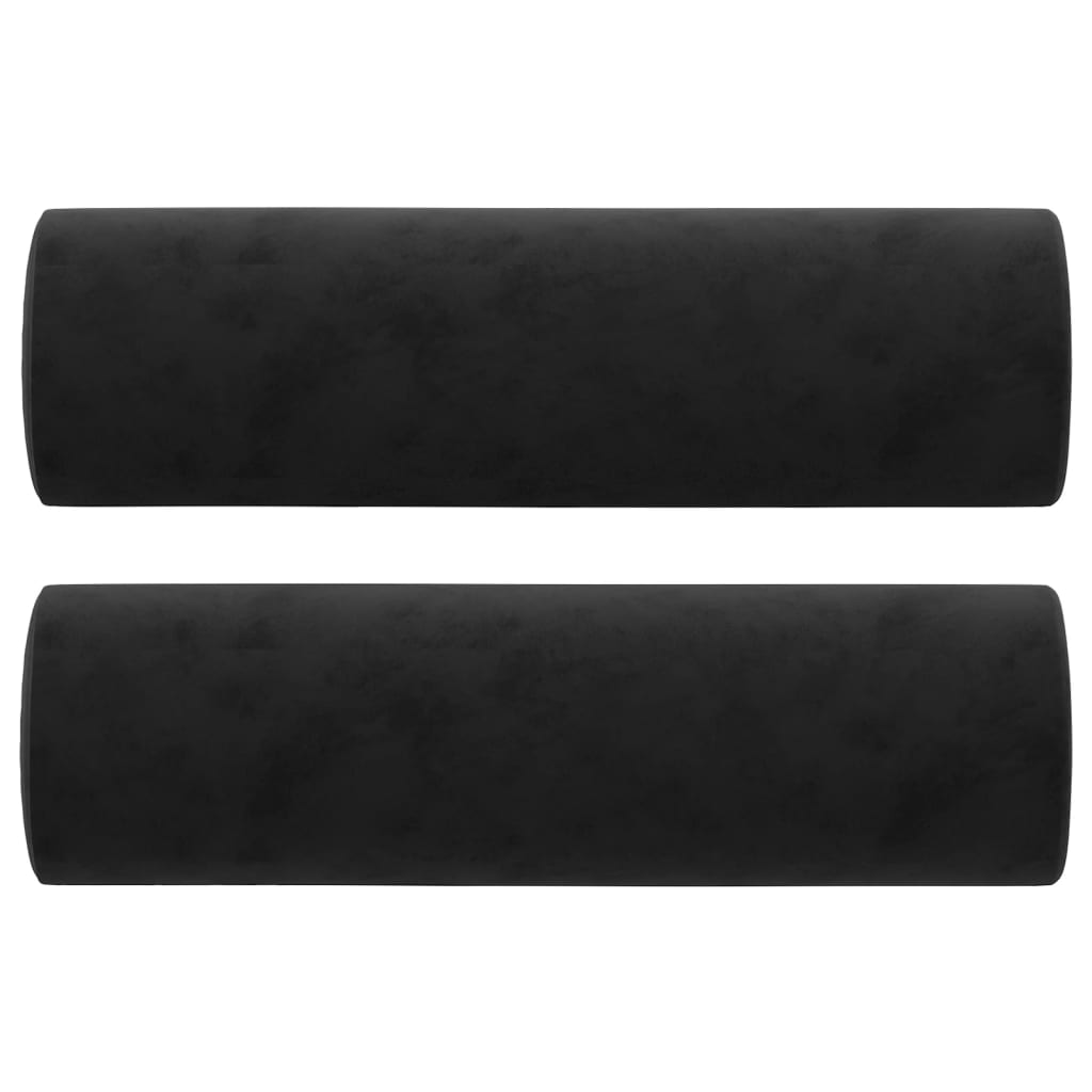 Canapé 3 places avec oreillers décoratifs noir 180 cm velours - XIOS