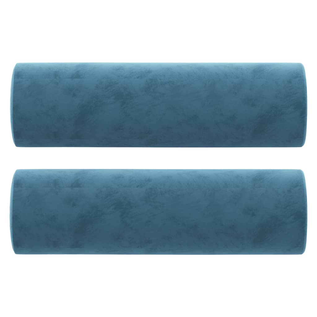 Canapé 3 places avec oreillers décoratifs bleu 180 cm velours - XIOS