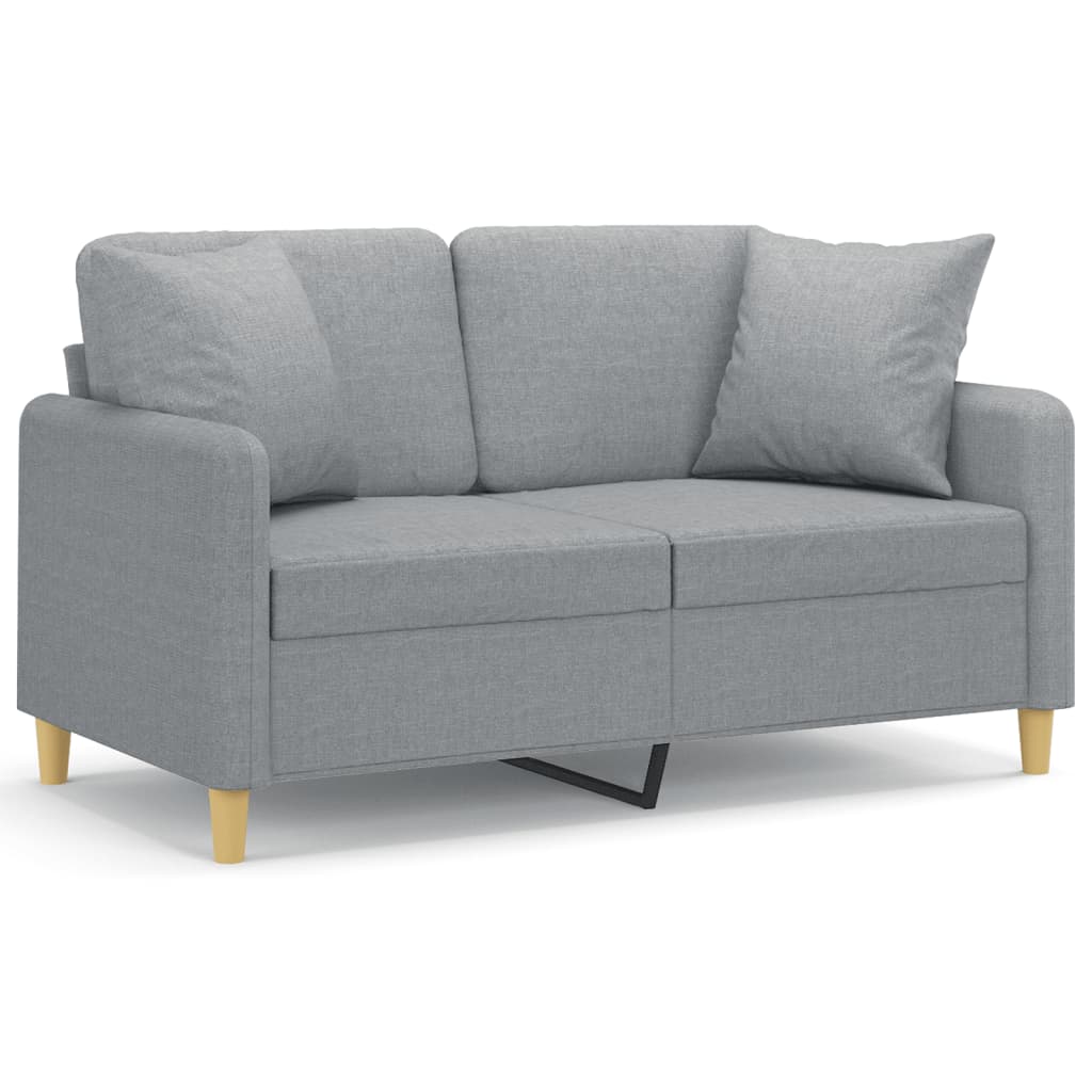 Canapé 2 places avec oreillers gris clair 120 cm tissu - XIOS