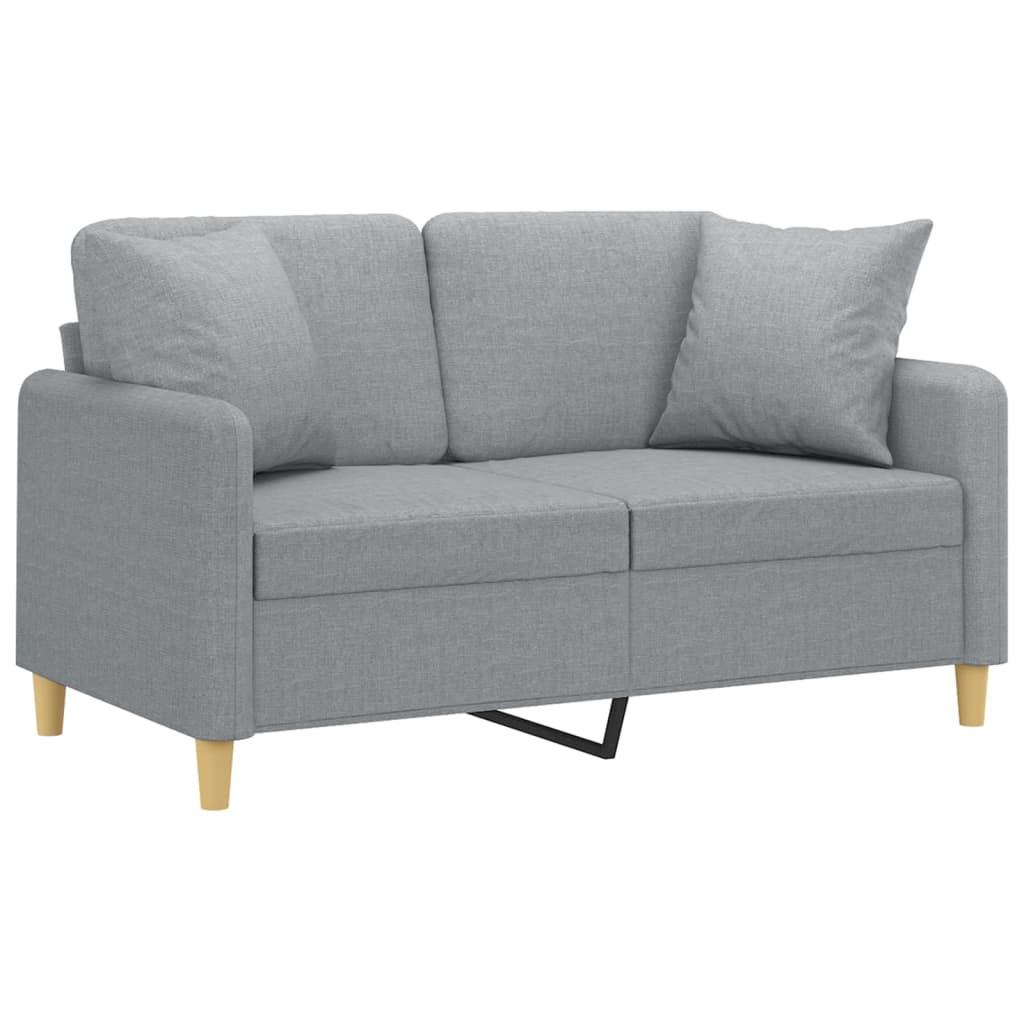 Canapé 2 places avec oreillers gris clair 120 cm tissu - XIOS