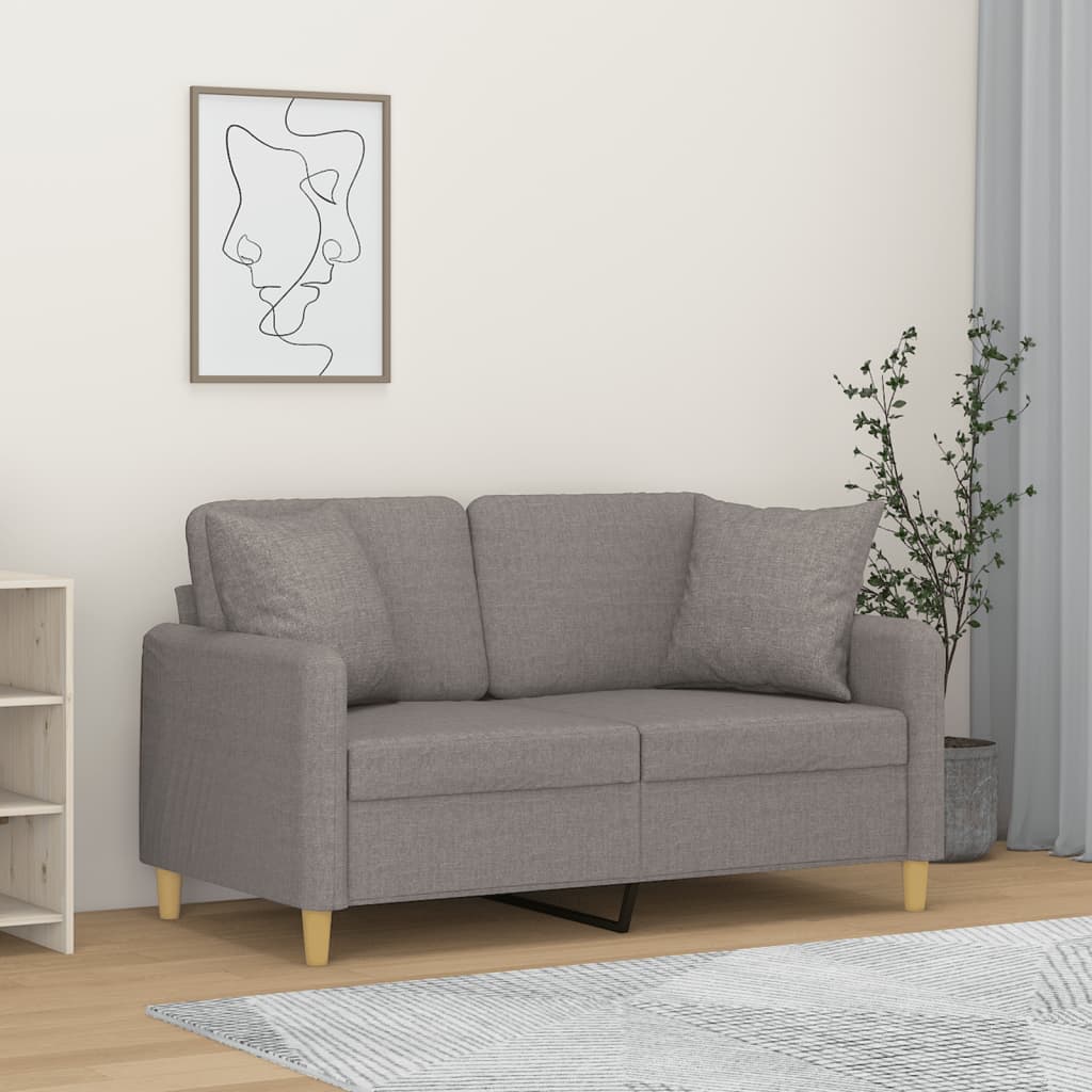 Canapé 2 places avec oreillers gris clair 120 cm tissu - XIOS