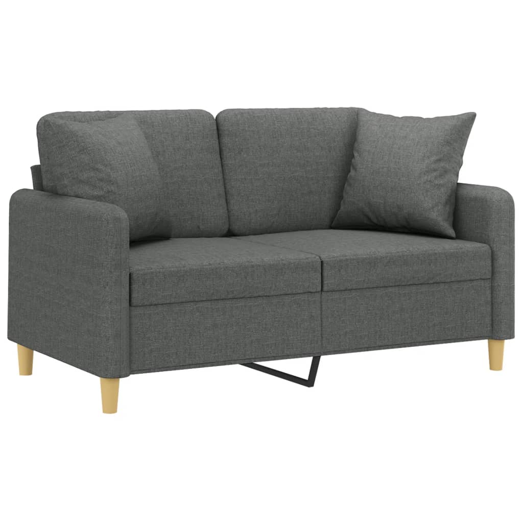 Canapé 2 places avec oreillers gris foncé 120 cm tissu - XIOS