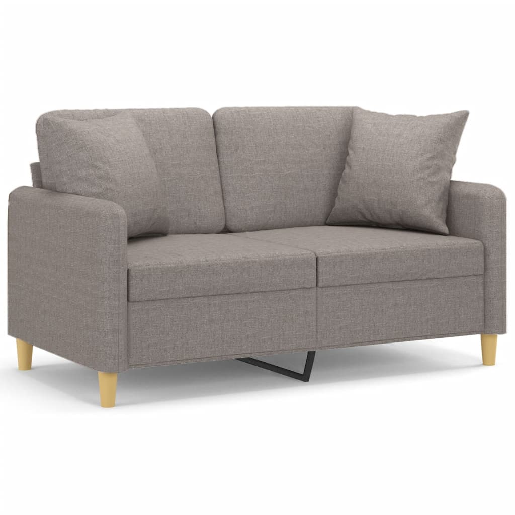 Canapé 2 places avec oreillers décoratifs taupe 120 cm tissu - XIOS