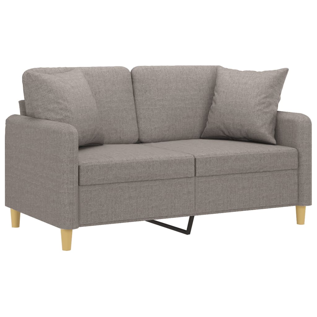 Canapé 2 places avec oreillers décoratifs taupe 120 cm tissu - XIOS