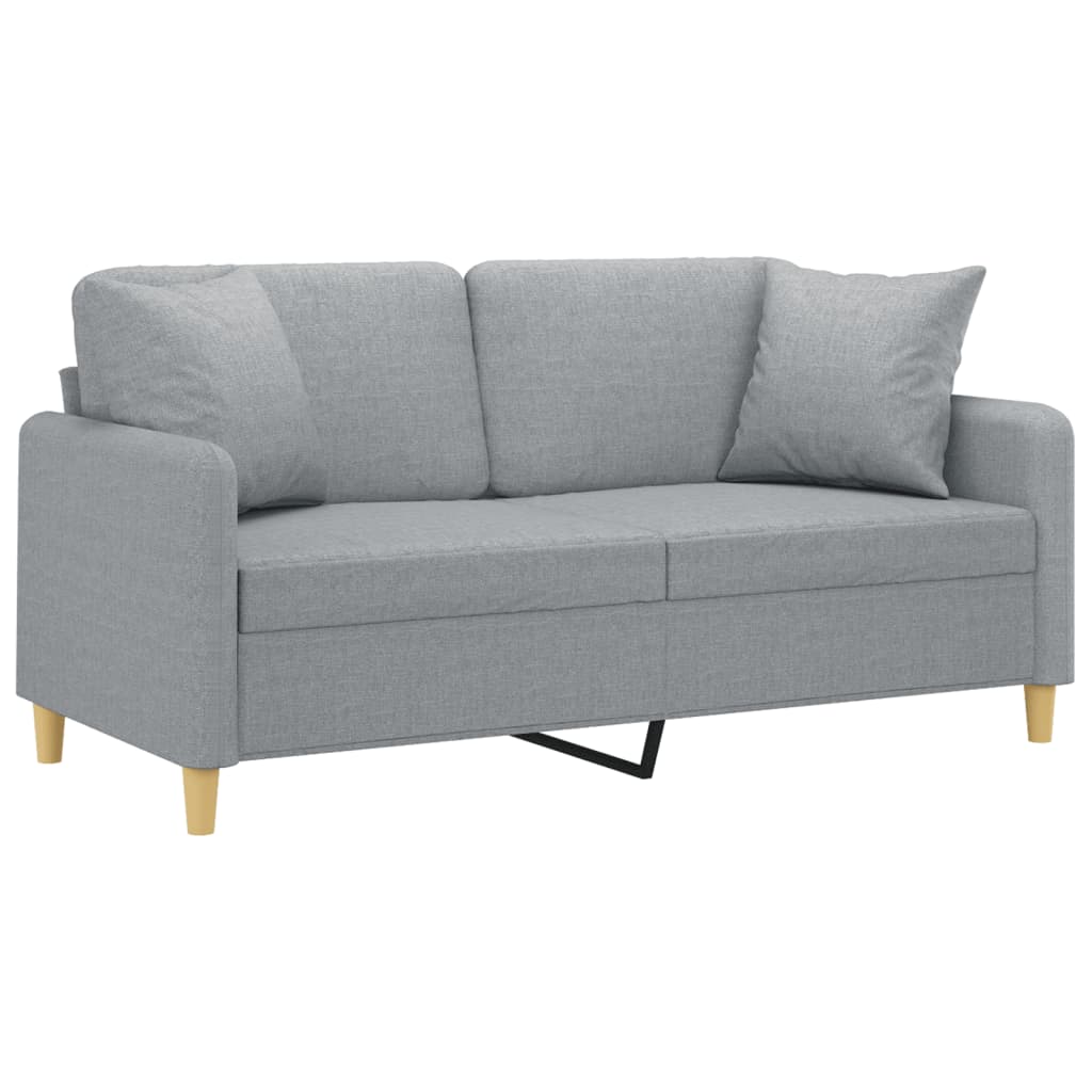 Canapé 2 places avec oreillers gris clair 140 cm tissu - XIOS