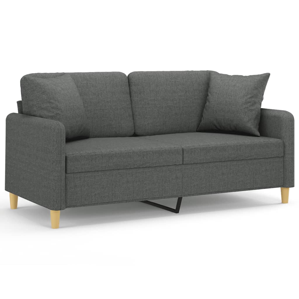 Canapé 2 places avec oreillers gris foncé 140 cm tissu - XIOS
