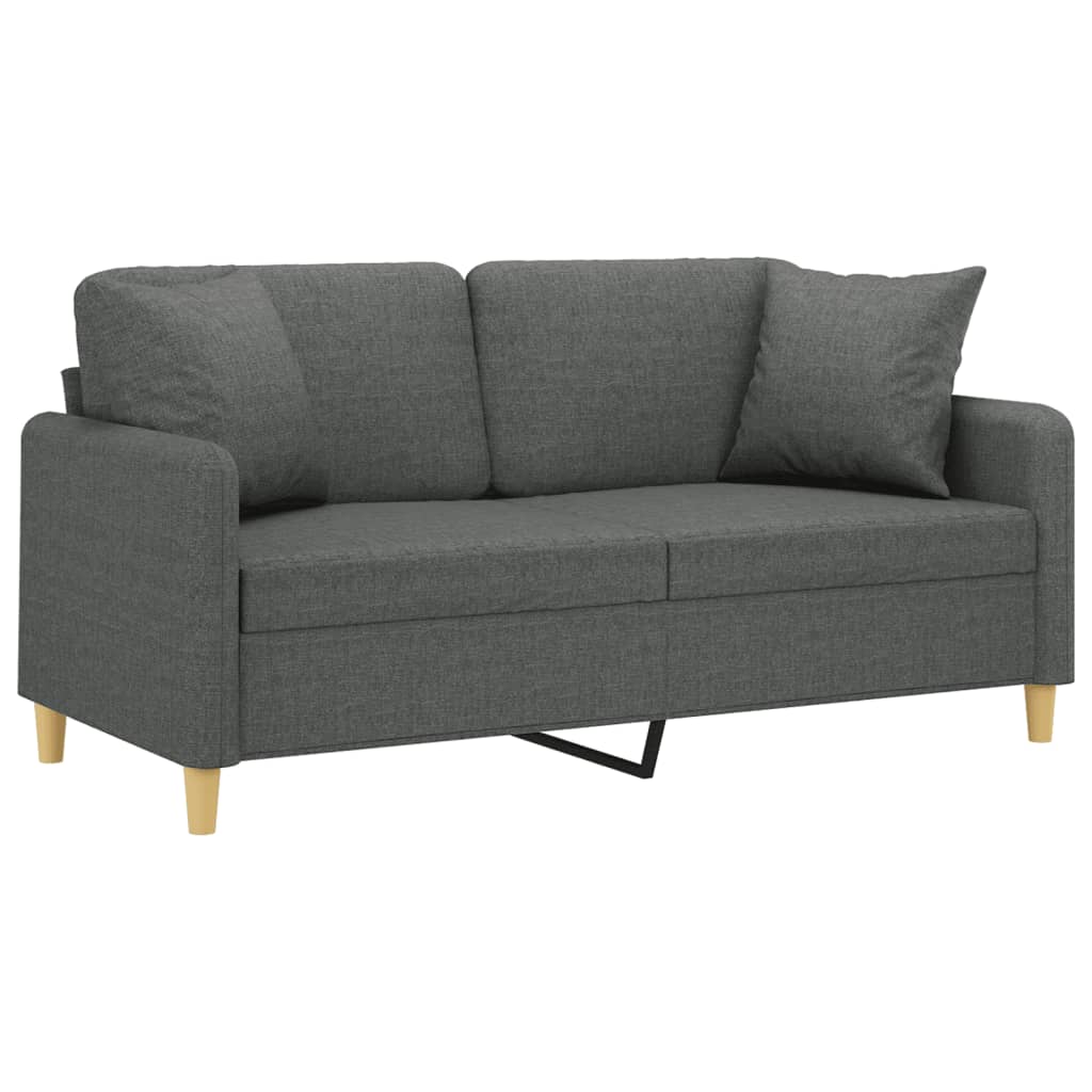 Canapé 2 places avec oreillers gris foncé 140 cm tissu - XIOS