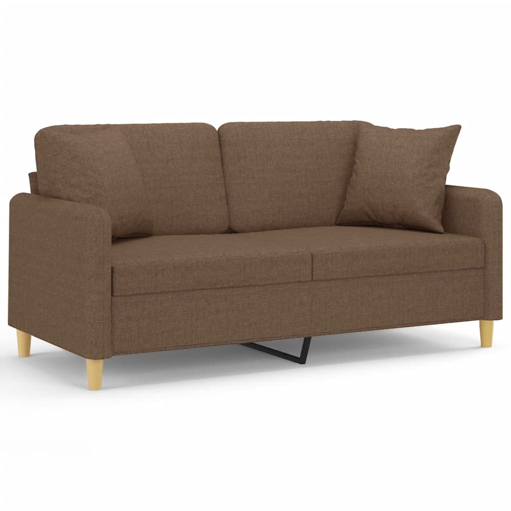 Canapé 2 places avec oreillers décoratifs marron 140 cm tissu - XIOS