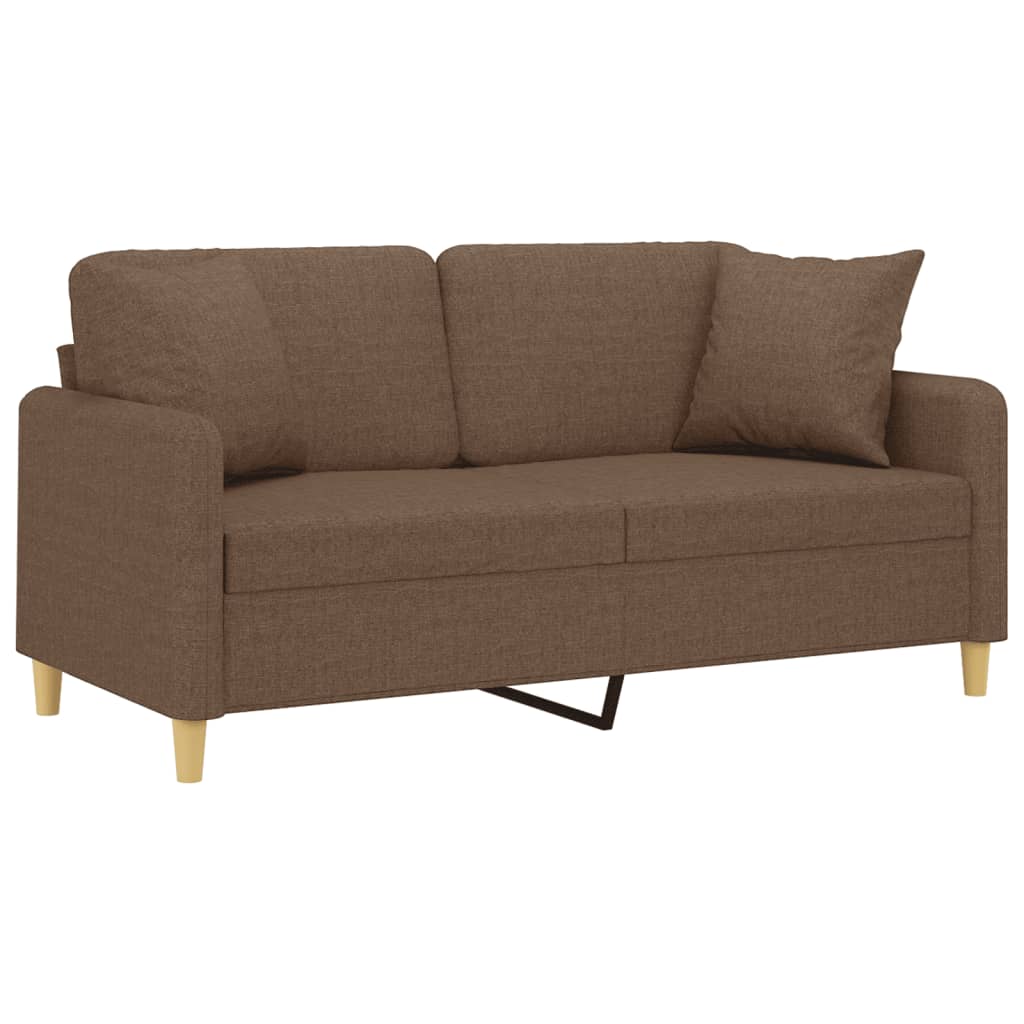 Canapé 2 places avec oreillers décoratifs marron 140 cm tissu - XIOS